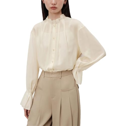Chemise en soie femme manches lotus style français chic et polyvalente