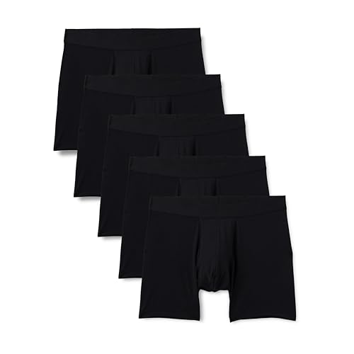 Amazon Essentials Men's Super Soft Modal Boxer Briefs, Pack of 5, Black, Medium
