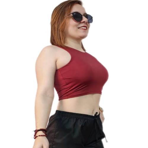 Cropped Regata Costura Embutida Vinha Fashion Em Suplex