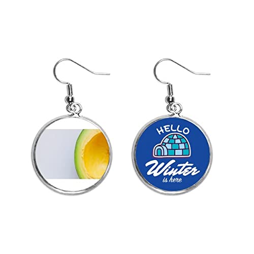 Pendientes de aguacate con diseño de invierno y gota de hielo para mujer