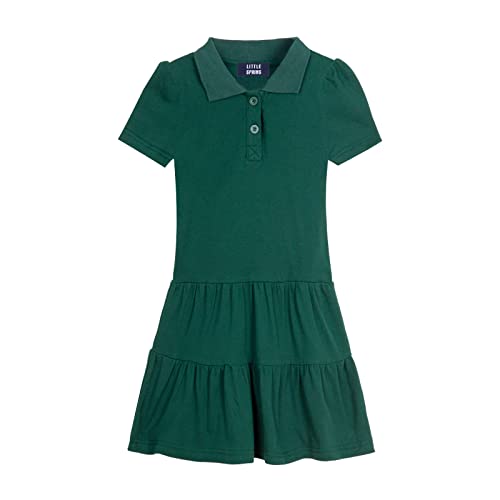 LittleSpring Girls Uniform Pique Polo Dress Short Sleeve