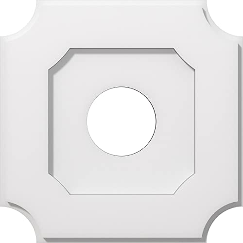 Image of Ekena Millwork CMP14LE-04000 Locke Architectural Grade PVC Contemporary Urethane Ceiling Medallions 14 inchOD x 4 inchID x 8 1 /4 inchC x 1 inchP