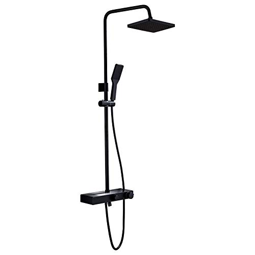 Robinet de douche noir et mitigeur de baignoire à effet pluie
