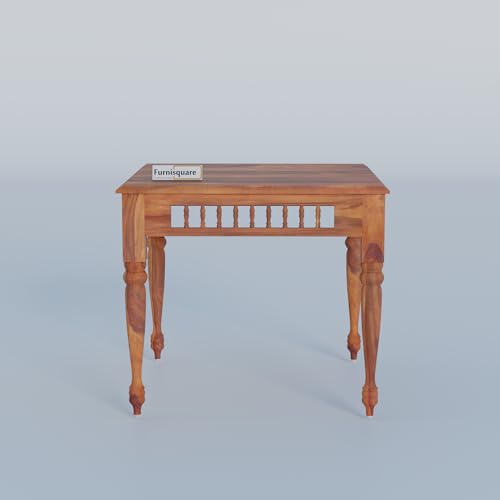 Image of Dining Table 4 Seater | Solid Sheesham Wood Four Seater Dining Table Set with 4 Cushioned Chairs | Rectangular Dinner Table for Home, Kitchen & Living Room, Honey Finish