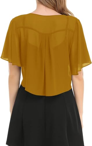 Image of Women's Solid Puff Sleeve Kimono Short Cardigan Loose Cover Up Casual Blouse Top Chiffon