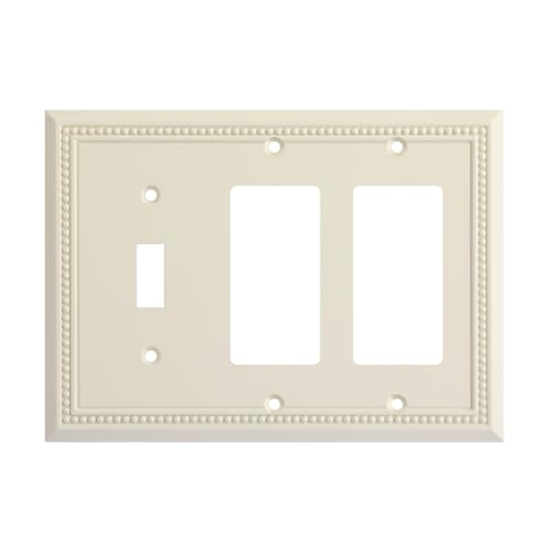 Image of Henne Bery Sunken Pearls Heavy Duty Decorative Wall Plate Switch Plate Outlet Cover (Single Toggle /Double Decorator, Light Almond)