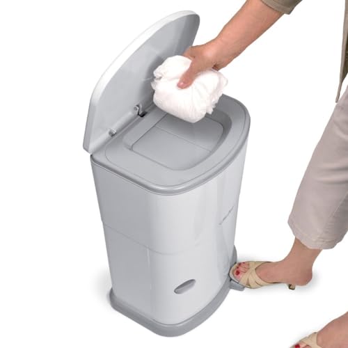 Image of Collections ETC Akord Slim Incontinence Disposal System with Odor Lock, Discrete Style, White, 20in H X 11in W X 9.5in D