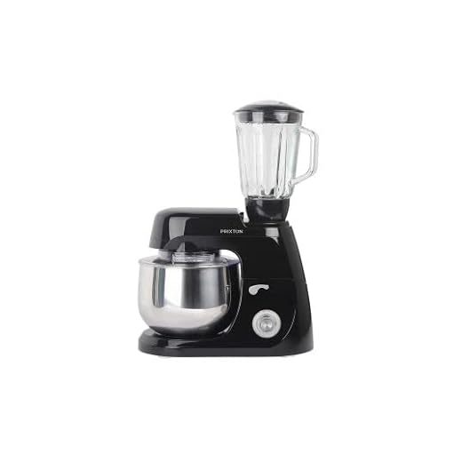 PRIXTON KR210 - Batidora Amasadora Reposteria 1000 W 10 velocidades + función manual, Bol acero inoxidable 5 litros, Batidora de vaso de 1,5L integrado, 3 accesorios de batido incluidos