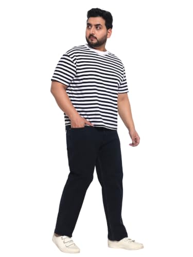 Image of Cotton Comfort Fit Jeans for Men | Full-Length Solid Denim Pants with Button Closure, Embroidered Design, Mid-Rise Casual Trousers for Daily | Classic Jeans for Office Bottoms (DI-249)