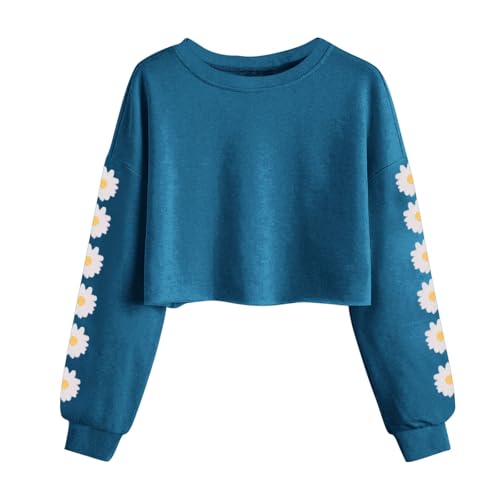 2025 Daisy Crop Tops Girls Cute Lantern Long Sleeve Tee Shirts Fashion Sweatshirt Pullover Top Kids for 4-13 Years Brown Long Sleeve Shirt Girls White Shirt Girls