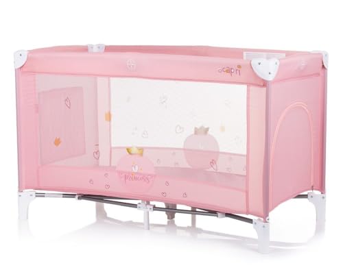 Chipolino, Capri Travel Bed, Side Entry, Carrycot, Large Side Pocket, Colour: Pink