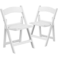 Flash Furniture HERCULES Kids Folding Chairs with Padded Seats | Set of 2 White Resin Folding Chair with Vinyl Padded Seat for Kids