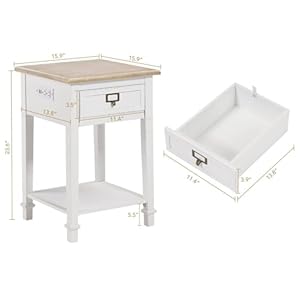   Wnutrees-End-Table-with-Charging-Station-2-USB-Ports-and-2-Outlets-Nightstand-Bedside-Table-with-Drawer-and-Open-Storage-Shelf-for-Living-Room-White-Set-of-2