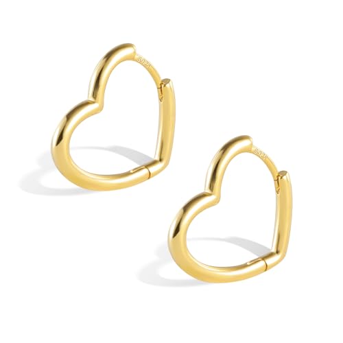 ALEXCRAFT Pendientes Corazon Oro 14K Chapado Pendientes de Corazon Oro Pendientes de Oro Mujer Corazón