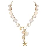 Coiris Collana girocollo con stella marina da donna con conchiglie di perle, collana girocollo in madreperla naturale, collana estiva da spiaggia per le donne, Acciaio inossidabile, Nessuna pietra