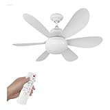 Ventilador de Teto Com Lâmpada LED 60W Bivolt E27 Silencioso com Controle Remoto, 3 Velocidades e Modos de Luz, Branco Moderno, Econômico, para Sala, Quarto e Escritório Linha Premium