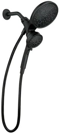 MOEN Magnetix 6 patrones de pulverización con 1.75 GPM 6.75 pulgadas. Cabezales de ducha dobles para montaje en pared y mano en negro mate