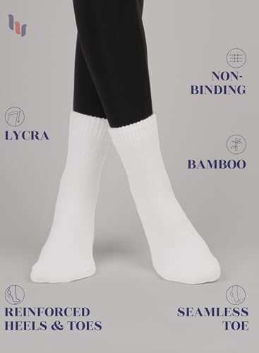Hugh Ugoli Diabetic Socks for Women, Extremely Soft, Rayon derived from Bamboo, Ankle, Thin, Wide, Loose, Non-Binding Top2