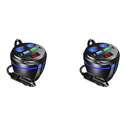VEMART 2X デュアルUSBカーカップ充電器ホルダー、12V24Vカーチャージャー、3.1A 2ソケット、電源アダプタースプリッター、車用LEDディスプレイ付き