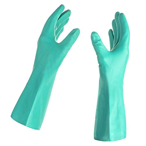 Tusko Products Best Nitrile Rubber Cleaning, Household, Dishwashing Gloves, Latex Free, Vinyl Free, Reusable Not Disposable, Large L (1 Pair) #TOP1