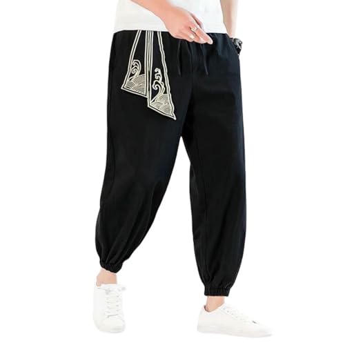 Pantalon de jogging court en coton mélangé brodé premium