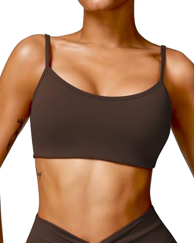 Image of QUOJIZY Sports Bras for Women Open Back Workout Tops for Women Yoga Bra Spaghetti Straps Twist Back
