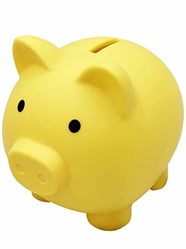 貯金箱 かわいい 豚 500円玉貯金箱 子供 500円玉 ブタさん貯金箱 割れない貯金箱 プレゼント RIMINA (中, イエロー)