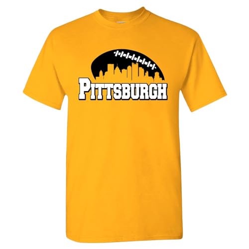 Xtreme Apparrel Pittsburgh Football Skyline Men's Fan T-Shirt (Gold Shirt, XL)