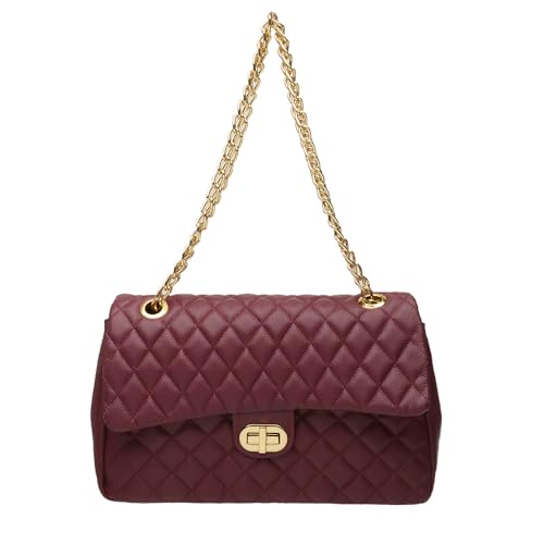 Bolsa Feminina Matelasse Corrente Média Couro Sifra (MARSALA)
