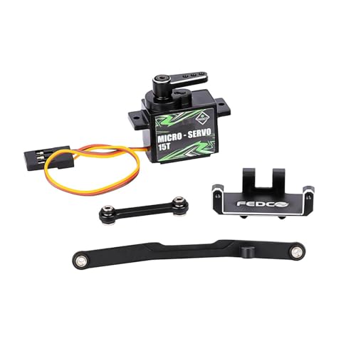 FEDCO SCX24 Servo Upgrade 12g Metal Gear Servo with 15T Servo Mount and Steering Link for Axial SCX24 Upgrade Parts Bronco C10 Deadbolt GX470 1/24 RC Crawler