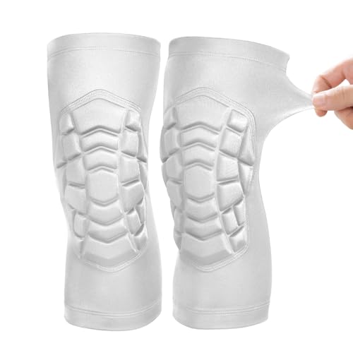 Volleyball Knee Pads, Breathable Pro-Level Protection Padded Knee Sleeves for Men Women Youth Adult Girls Boys, Knee Protector Pads for Wrestling Basketball Soccer Construction Gardening MTB White/S