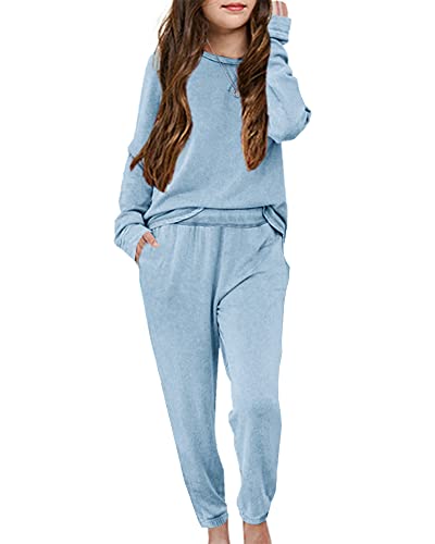 Apbondy Girls Pullover Sweatsuit Casual Sweatpants Loungewear Set Relaxed Tracksuit Workout Sets