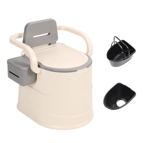 Jopsavm ベッドサイド便器トイレチェア、洋式 簡易トイレ、多機能ポータブルトイレ 手すり付き 、 組立不要 、抗菌便座、 仮設トイレ、 防災トイレ、 妊婦さんやお年寄りの寝室にも最適 (屋内和式トイレ兼用,グレー)