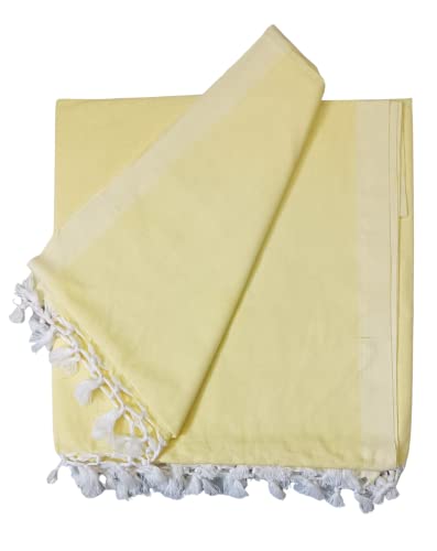 Image of Arvore Bunkaar Pure Handloom 100% Soft Desi Bamboo Viscose Soft Bhagalpuri Andi Chadar /Summer Blanket /Khes /Top Sheet /AC Blanket /Odhne wali Chadar (Lemon Yellow, Plain, 1, Bhagalpuri Chadar)