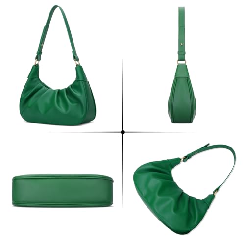 Image of KKXIU Shoulder Bag Crescent Handbag Ruched Purse Underarm Bag Mini Hobo for Women