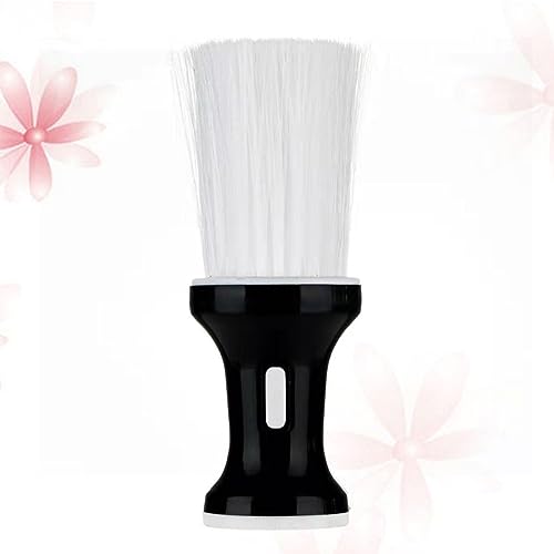 Veemoon Cepillo Barbero Cuello Profesional Con Talco Para Pelo Brocha Peluquería Para Eliminar Cabello Herramienta Para Estilistas y Cosplayers Forma Plana Negra y Blanca