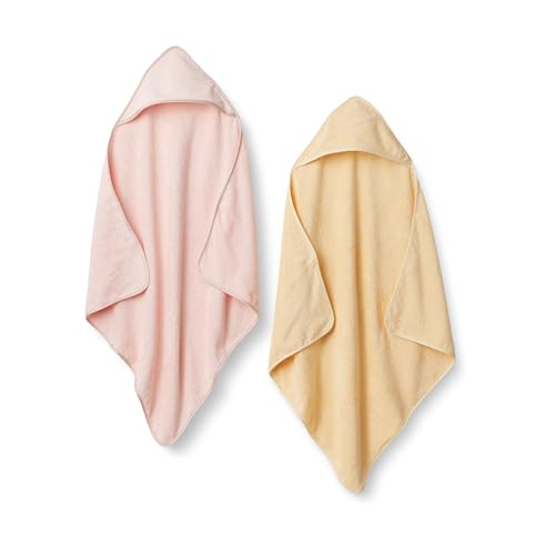 Amazon Essentials x Sofia Grainge Unisex Babies Hooded Bath Towel Pack of 2 Light Pink/Pale Yellow One Size