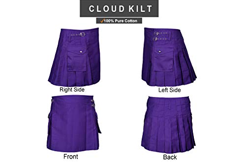 CLOUD KILT" Kilt for Women 100% Cotton Jeans Traditional Scottish Kilt (Made to Order) Black3
