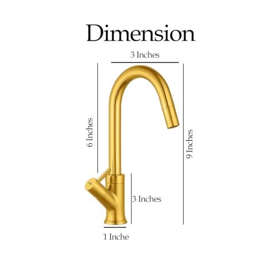 Image of ZAP Gold Elixir Series Swan Neck Kitchen Sink Tap | 360 Swivel Spout | Premium Brass Pillar Tap for Sink & Wash Basin