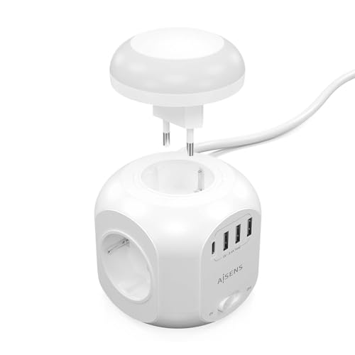 Regleta de enchufes con USB-C multifunción y 4 tomas de corriente blanca 2