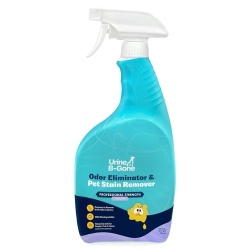 Urine B-Gone Professional Enzyme Odor Eliminator & Pet Stain Remover Human Cat & Dog Urine Cleaner Effective on Laundry Carpets & More Lavender Scent 32oz