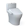 TOTO WASHLET+ Aquia IV One-Piece Elongated Dual Flush 1.28 and 0.9 GPF Toilet and WASHLET C2 Bidet Seat, Cotton White - MW6463074CEMFGN#01