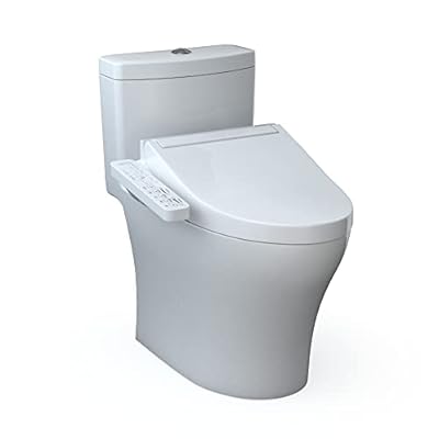 TOTO WASHLET+ Aquia IV One-Piece Elongated Dual Flush 1.28 and 0.9 GPF Toilet and WASHLET C2 Bidet Seat, Cotton White - MW6463074CEMFGN#01
