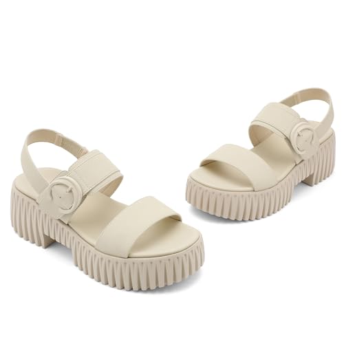 Image of UBFEN Womens Platform Sandals Comfortable Arch Support 2 Adjustable Straps | 2.75'' Lightweight Chunky Heel, Soft Cushioned Footbed, Non-slip for Dressy, Work, and Casual Wear