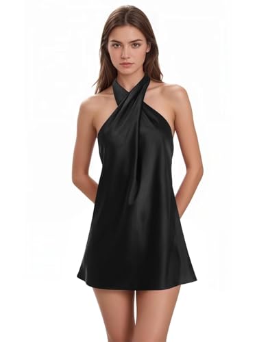 Halter Homecoming Dresses for Teens 2025 Silk Satin Backless Evening Dress Mini Cocktail Party Gown