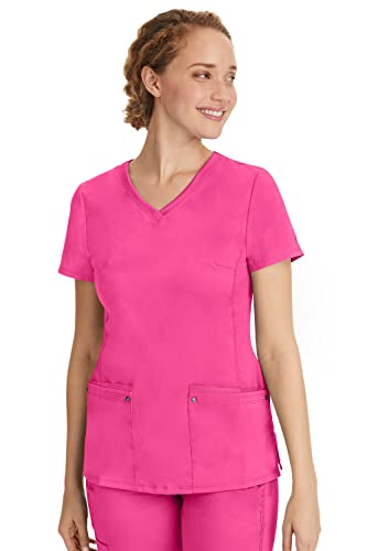 Healing Hands Yoga Scrubs Top For Women Purple Label 2 Pocket V-Neck Women's Scrub Top 2245 Juliet Shocking Pink 4Xl Plus #TOP7