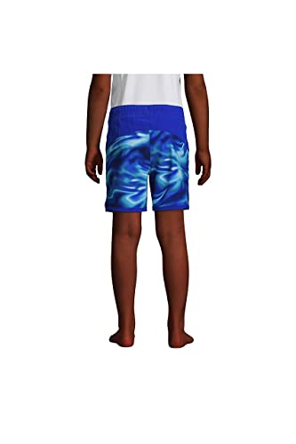 Lands' End B Active Hydroliner Swim Trunk Electric Blue Multi Swirl Kids Large #TOP2