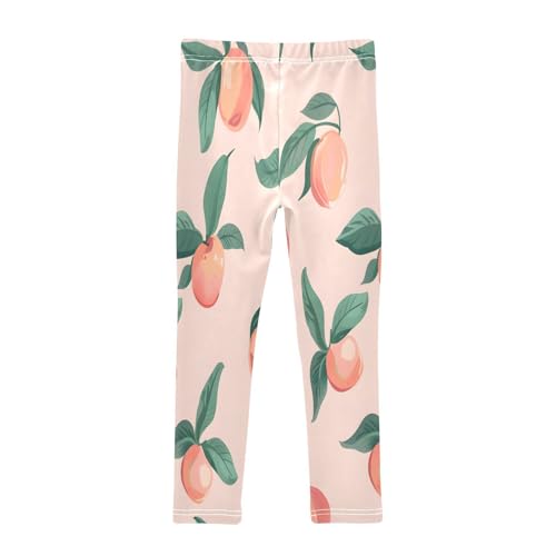 Bolaz Toddler Girls Leggings Printed Yoga Pants Leggings Green Leaves Pink Peach for Kids2