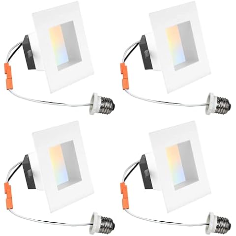 LB13138 (4-Pack) 11-Watt (100W) LED Square Downlight Retrofit, 4-Inch, 2700K-5000K 5CCT Color Selectable, LED Retrofit Recessed Lighting Fixture, 700 Lumens, Dimmable, ETL-Listed Cover