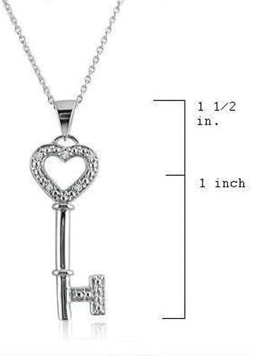 Diamond Key to Her Heart Pendant Necklace in 925 Sterling Silver on an 18 inch Sterling Chain with Real Diamond - Image 6